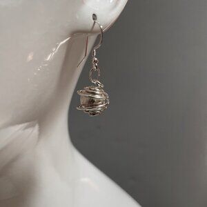 Siver Ball Birdcage Earrings